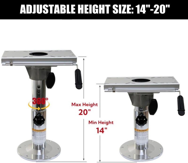 STenkl-D Boat Seat Pedestal, Aluminum Boat Seats and Pedestals with Slide and Swivel, Adjustable Height from 14" to 20", for Locking Boat Seats Captain Chair - Image 3